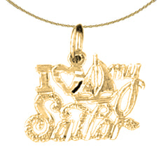 Colgante I Love My Sailor de oro de 14 quilates o 18 quilates