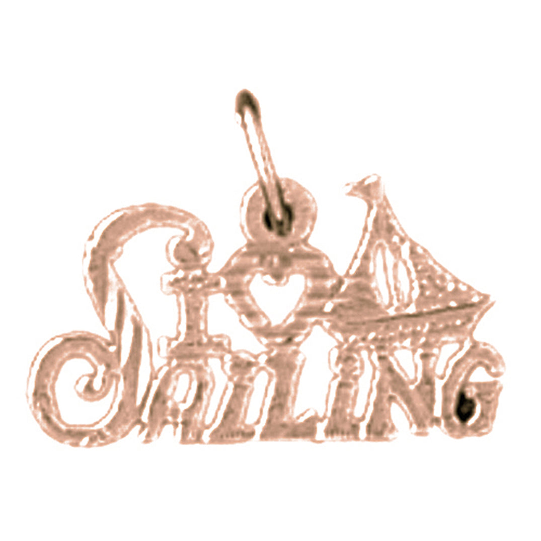 14K or 18K Gold I Love Sailing Pendant