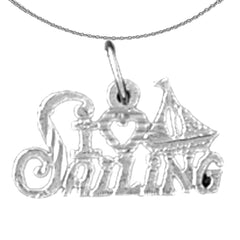 14K or 18K Gold I Love Sailing Pendant