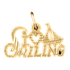 14K or 18K Gold I Love Sailing Pendant