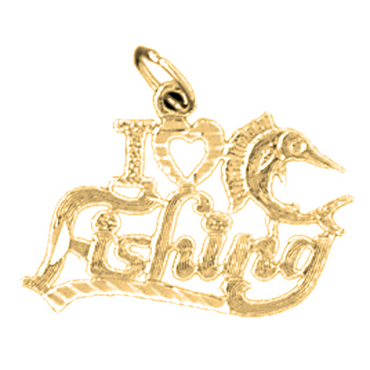 14K or 18K Gold I Love Fishing Pendant