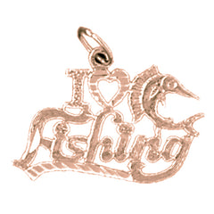 14K or 18K Gold I Love Fishing Pendant