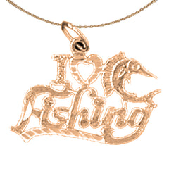 14K or 18K Gold I Love Fishing Pendant