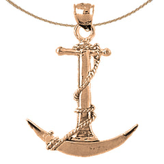 10K, 14K or 18K Gold Anchor 3D Pendant