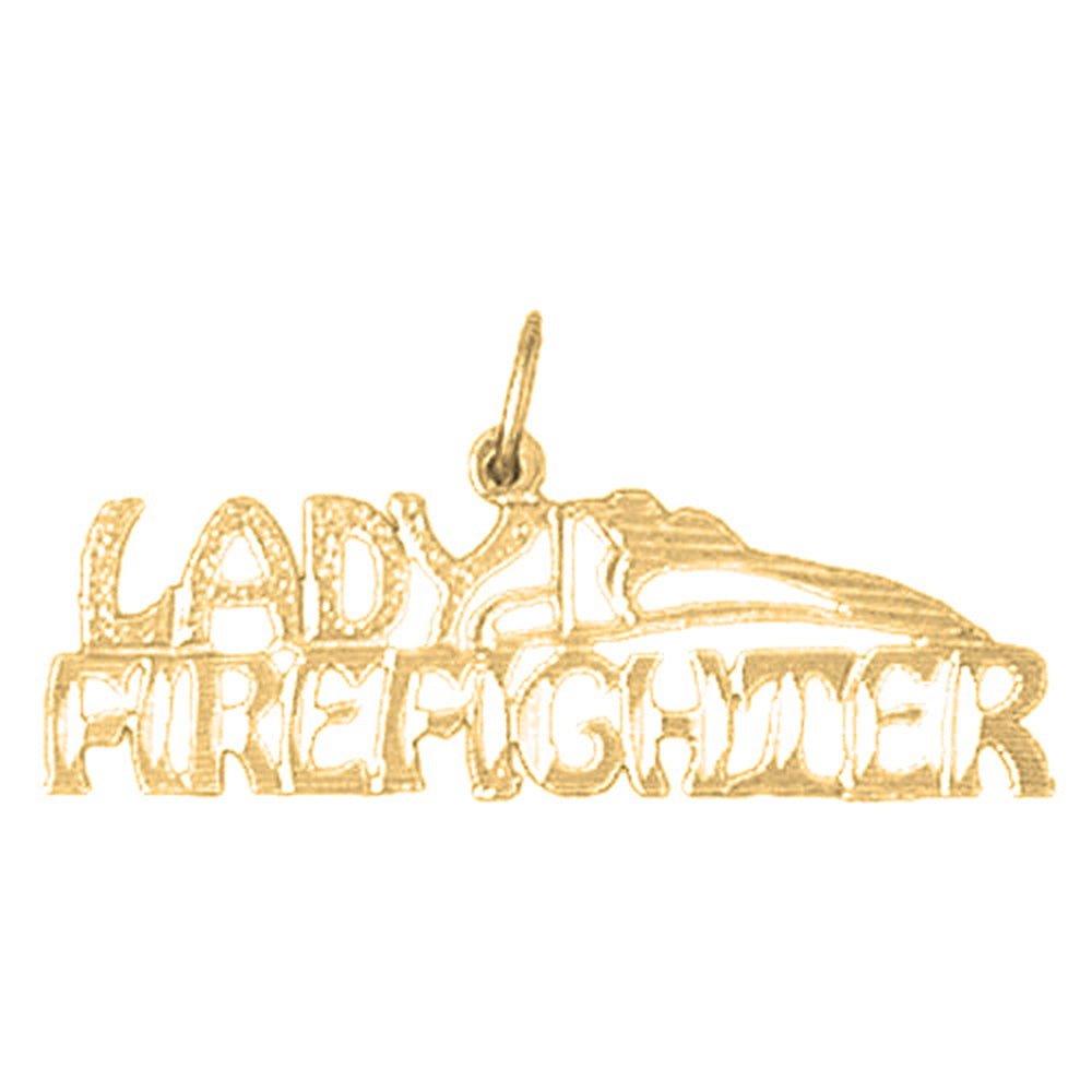 14K or 18K Gold Lady Firefighter Pendant