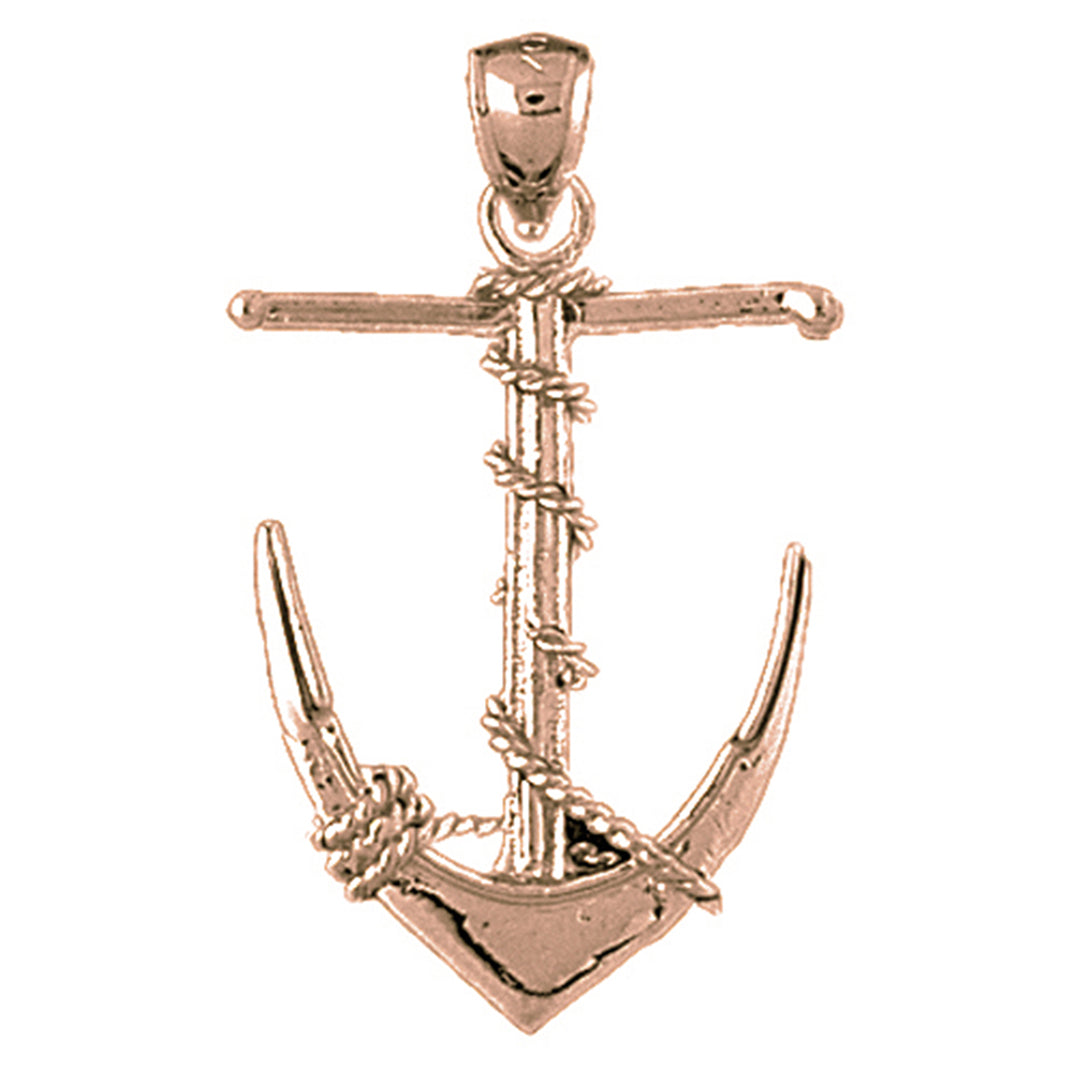 10K, 14K or 18K Gold Anchor 3D Pendant