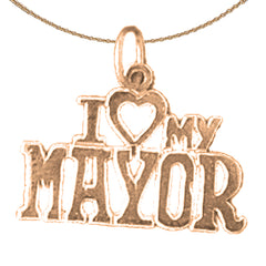 Colgante I Love My Mayor de oro de 14 quilates o 18 quilates
