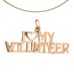 Anhänger „I Love My Volunteer“ aus 14 Karat oder 18 Karat Gold