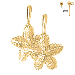 Sterling Silver 21mm Starfish Earrings (White or Yellow Gold Plated)