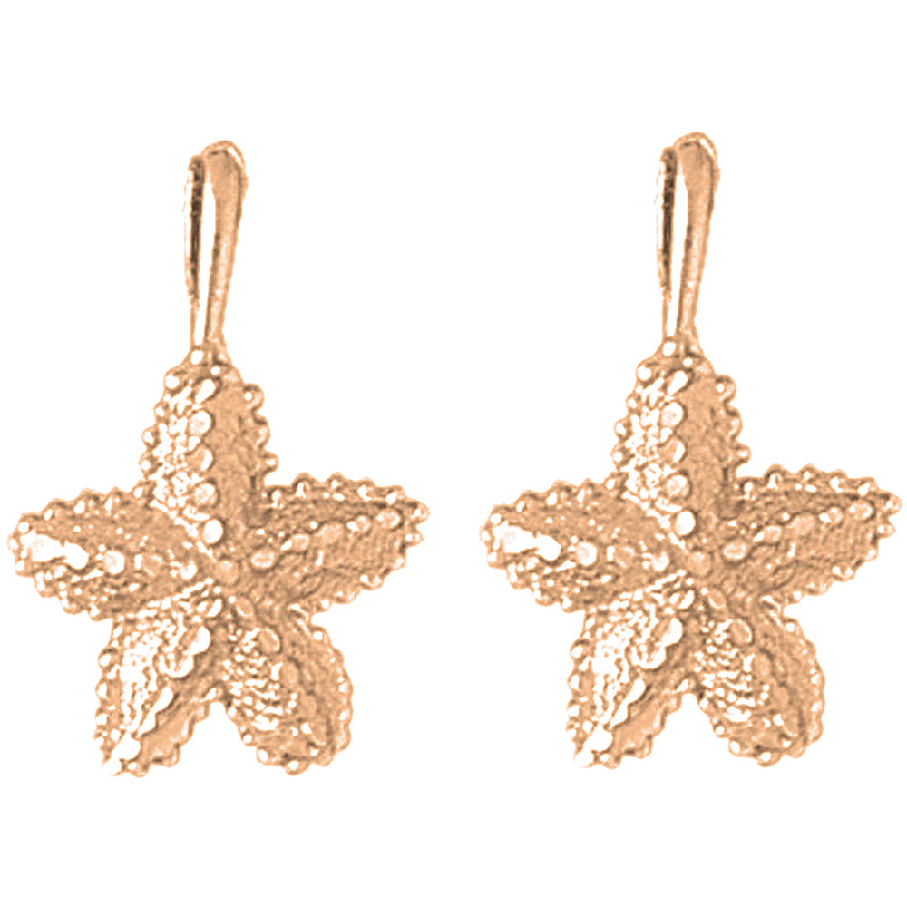 14K or 18K Gold 21mm Starfish Earrings