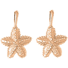 14K or 18K Gold 21mm Starfish Earrings