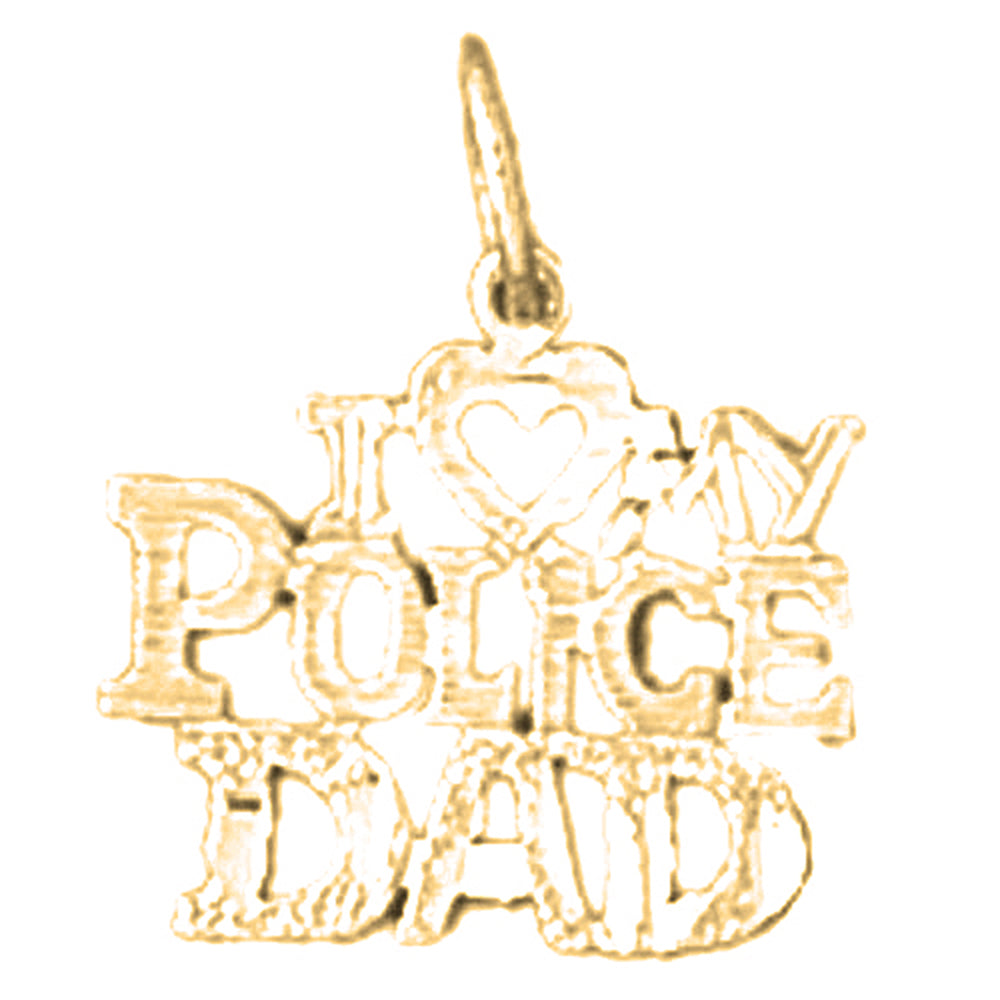 14K or 18K Gold I Love My Police Dad Pendant