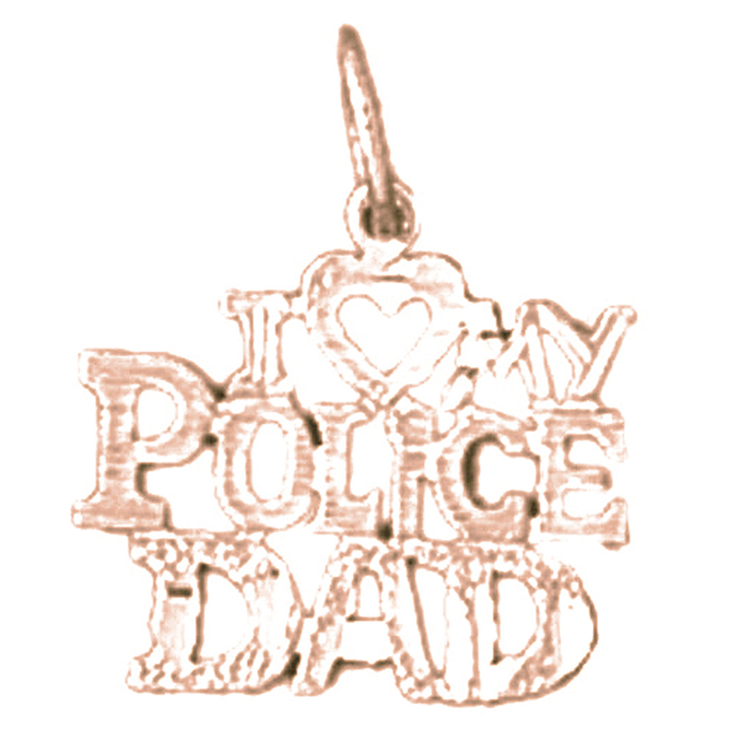 14K or 18K Gold I Love My Police Dad Pendant