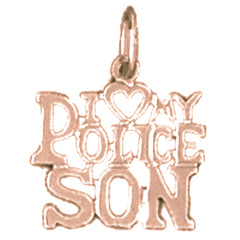 14K or 18K Gold I Love My Police Son Pendant