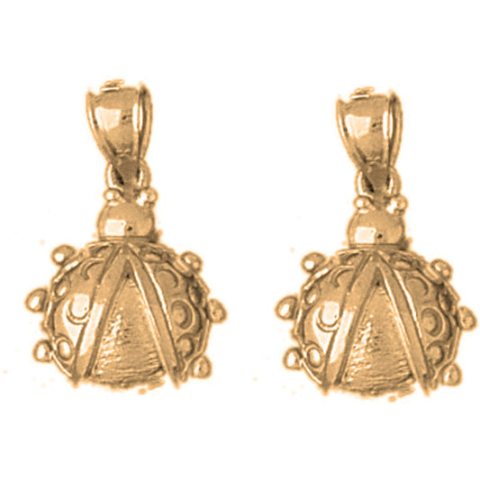 Yellow Gold-plated Silver 21mm Ladybug Earrings