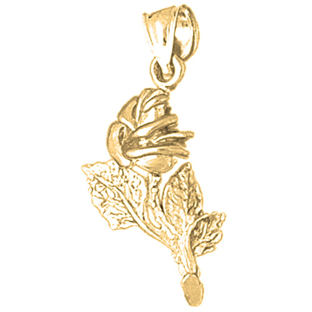 10K, 14K or 18K Gold Rose Pendant