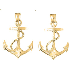 Yellow Gold-plated Silver 35mm Anchor With Rope Earrings