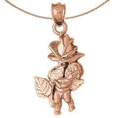 Colgante Ángel con Rosa en Oro de 14K o 18K