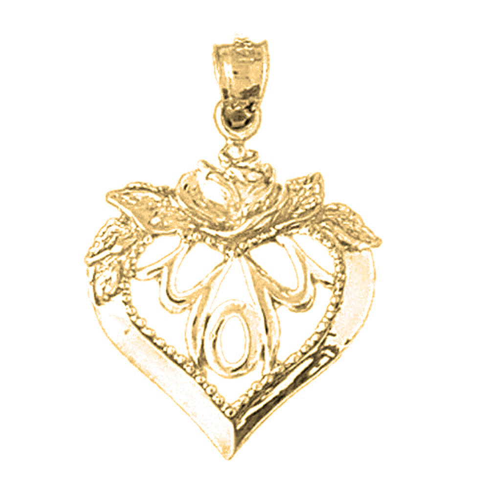 10K, 14K or 18K Gold Mom In Heart Pendant