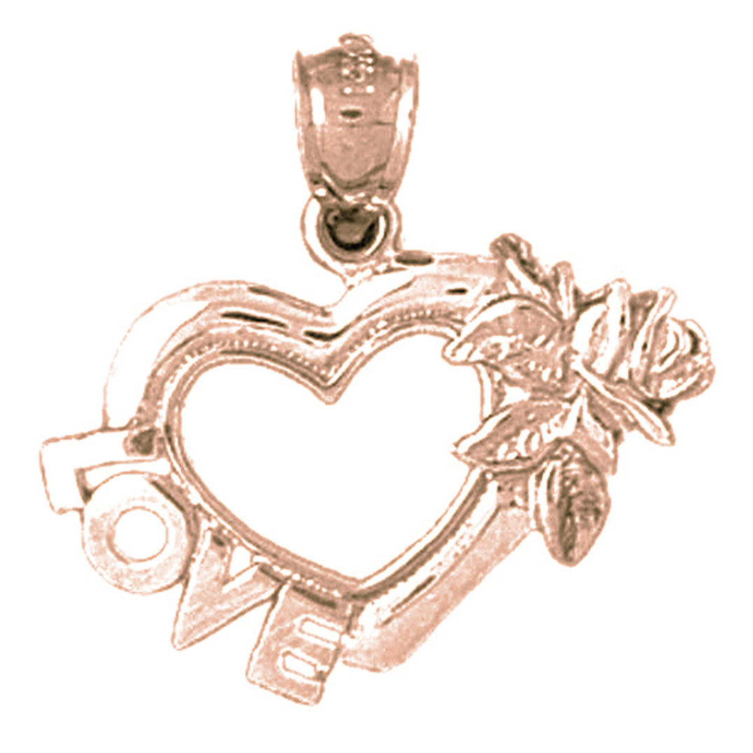 10K, 14K or 18K Gold Love With Heart Pendant