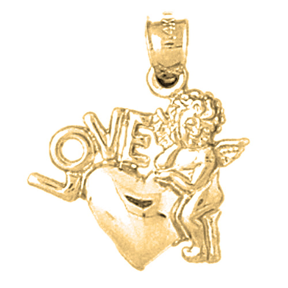 10K, 14K or 18K Gold Love With Angel Pendant