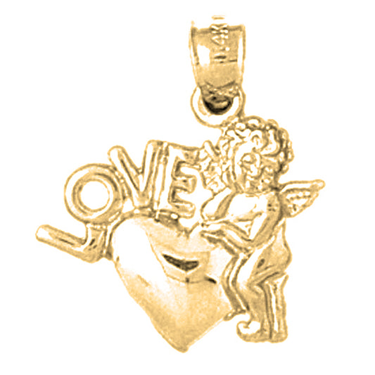 10K, 14K or 18K Gold Love With Angel Pendant