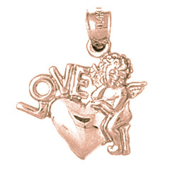 10K, 14K or 18K Gold Love With Angel Pendant