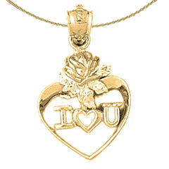 Herzanhänger „Ich liebe dich“ aus 10 Karat, 14 Karat oder 18 Karat Gold