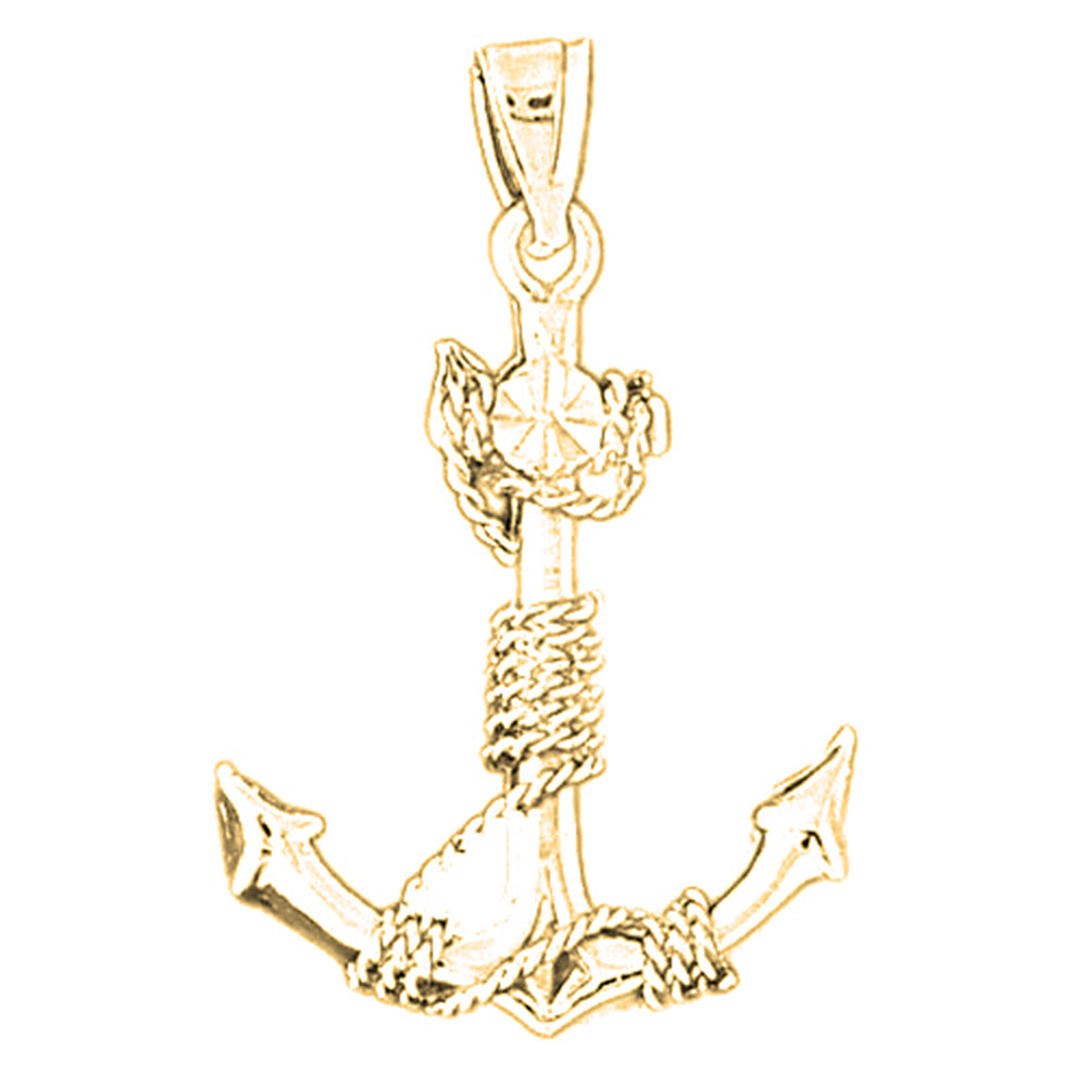 14K or 18K Gold 3D Anchor Pendant