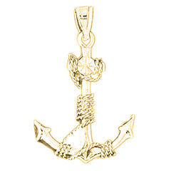 14K or 18K Gold 3D Anchor Pendant