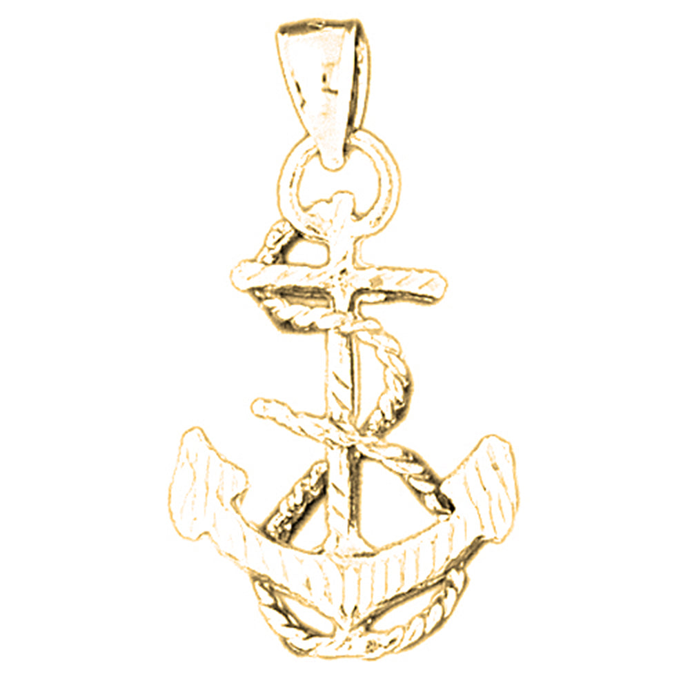 14K or 18K Gold 3D Anchor Pendant