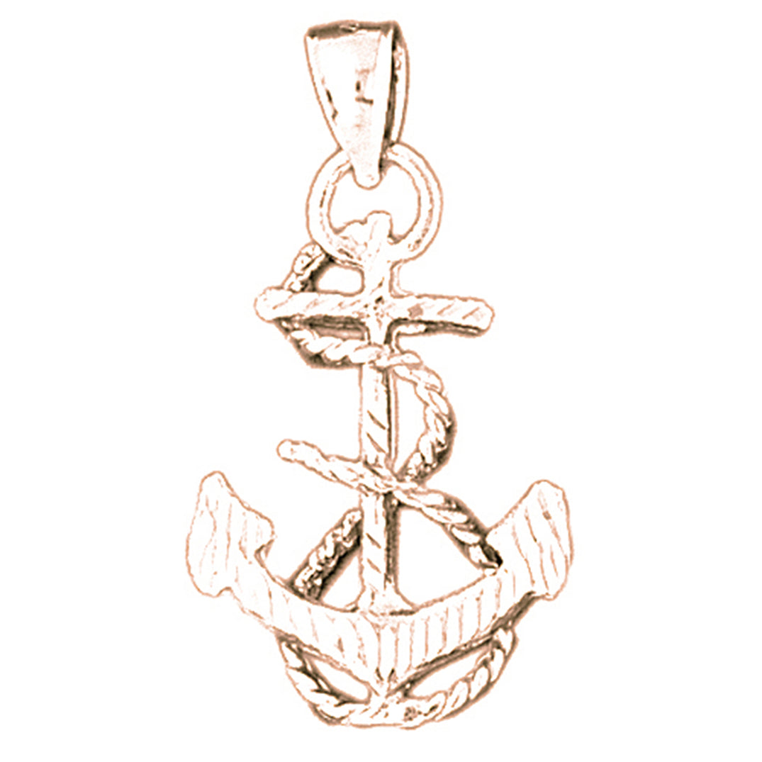 14K or 18K Gold 3D Anchor Pendant