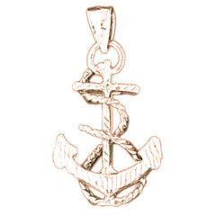 14K or 18K Gold 3D Anchor Pendant