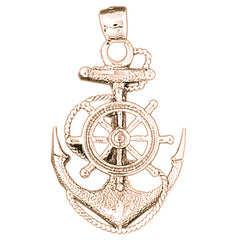 14K or 18K Gold Anchor And Wheel Pendant