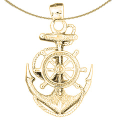 14K or 18K Gold Anchor And Wheel Pendant