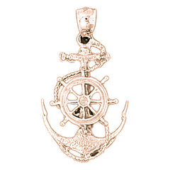 14K or 18K Gold Anchor And Wheel Pendant