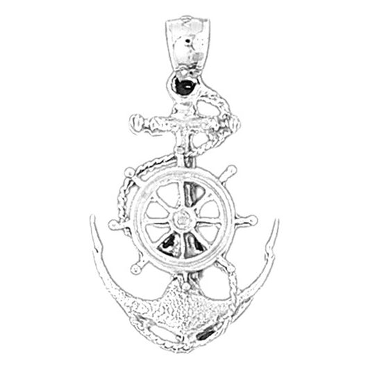 14K or 18K Gold Anchor And Wheel Pendant