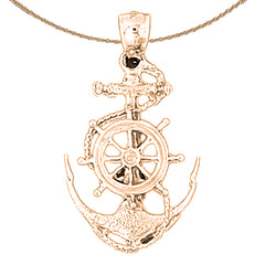 14K or 18K Gold Anchor And Wheel Pendant