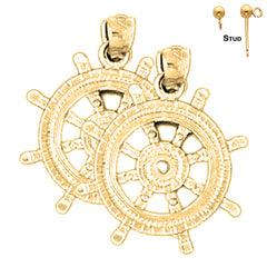 Sterling Silver 24mm Wheel Earrings (White or Yellow Gold Plated)