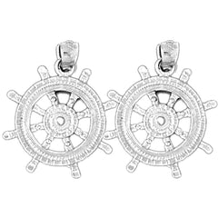 Sterling Silver 24mm Wheel Earrings