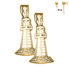 Pendientes de torre de luz 3D de plata de ley de 29 mm (chapados en oro blanco o amarillo)