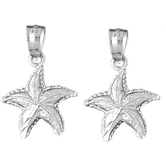 Sterling Silver 23mm Starfish Earrings
