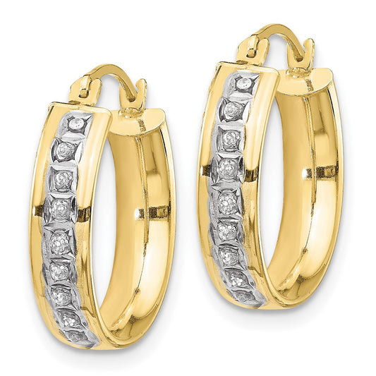 10K Yellow Gold Diamond Fascination Round Hoop Earrings