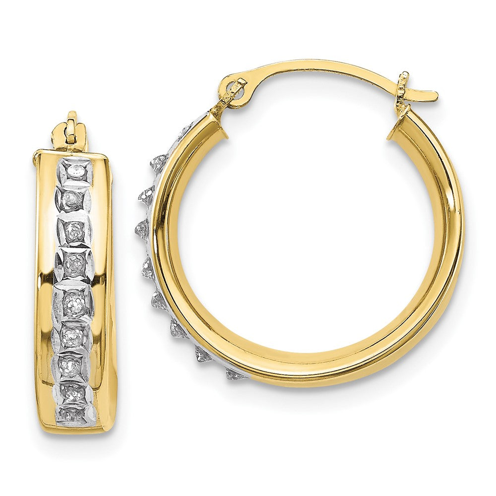 10K Yellow Gold Diamond Fascination Round Hoop Earrings