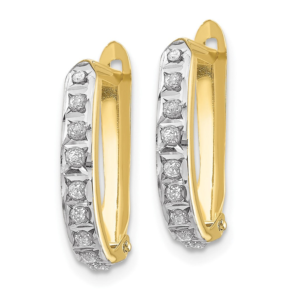 10K Yellow Gold Diamond Fascination Hinged Hoop Earrings