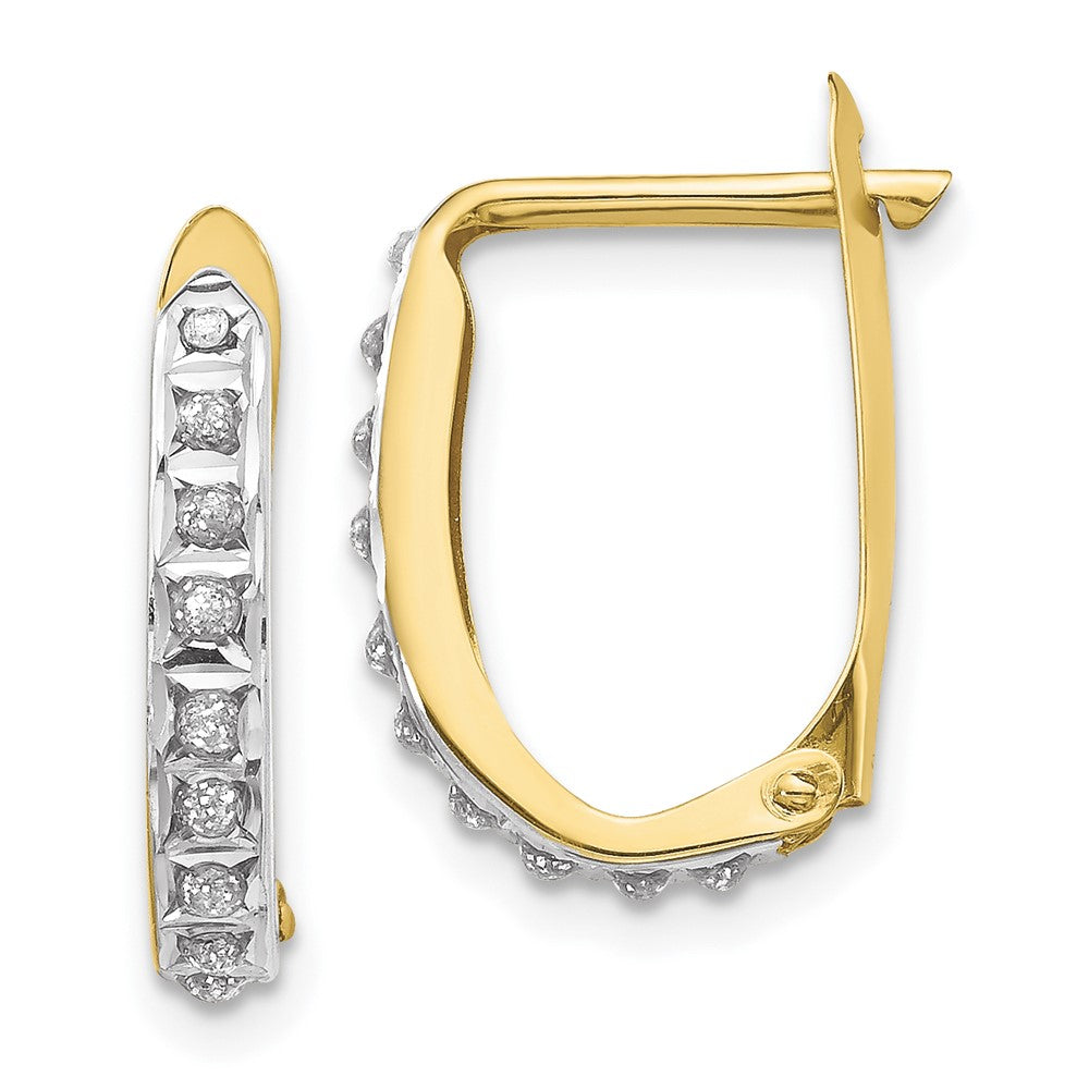 10K Yellow Gold Diamond Fascination Hinged Hoop Earrings