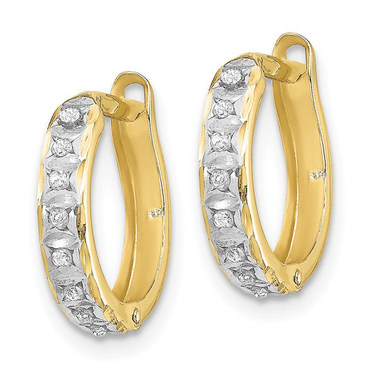 10K Yellow Gold Diamond Fascination Round Hinged Hoop Earrings