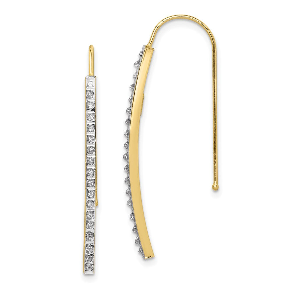 10K Yellow Gold Diamond Fascination Bar Drop Earrings