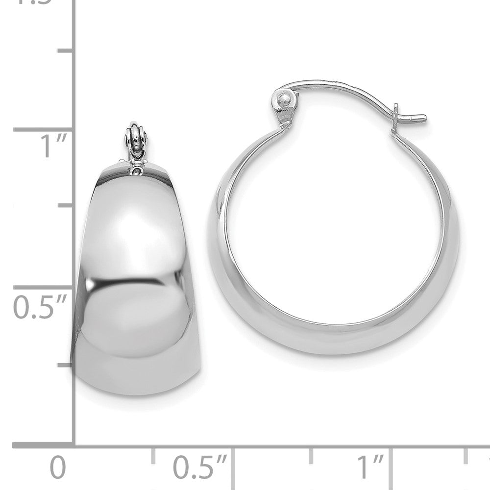 10K White Gold Polished 10.5mm Tapered Hoop Earrings