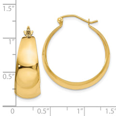 10K Yellow Gold Polished 10.5mm Tapered Hoop Earrings